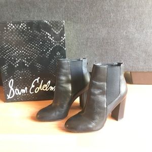 Sam Edelman Case Black Leather Booties